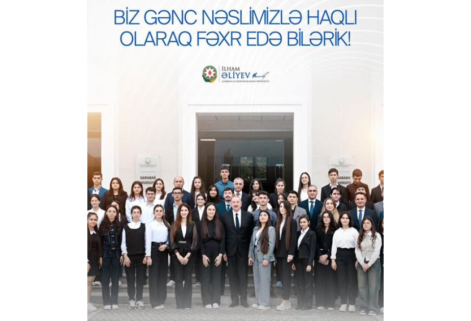 Azərbaycan Prezidenti Gənclər Günü ilə bağlı paylaşım edib